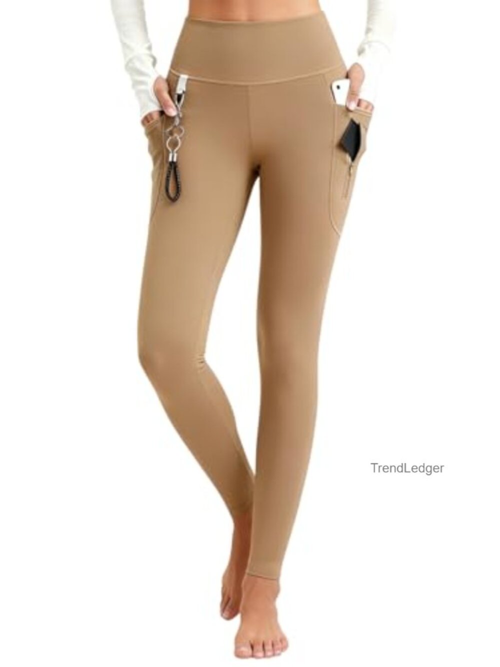 Fleece Lined Leggings Water-Resistant Thermal Winter Tights Pockets